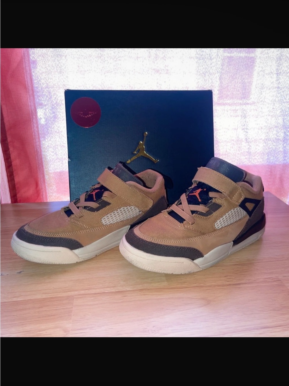 Jordan Kids Tan and Navy Velcro Sneaker